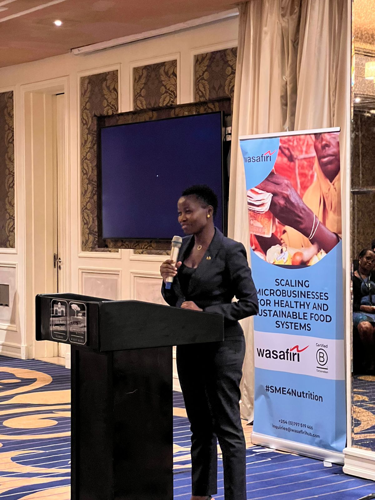 Susan Mang'eni, the Principal Secretary, State Department for MSMEs Development, Ministry of Cooperatives who was the chief guest at the SME4Nutrition Forum delivering her keynote address.