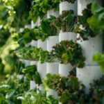 Sustainable vertical garden with homegrown plants