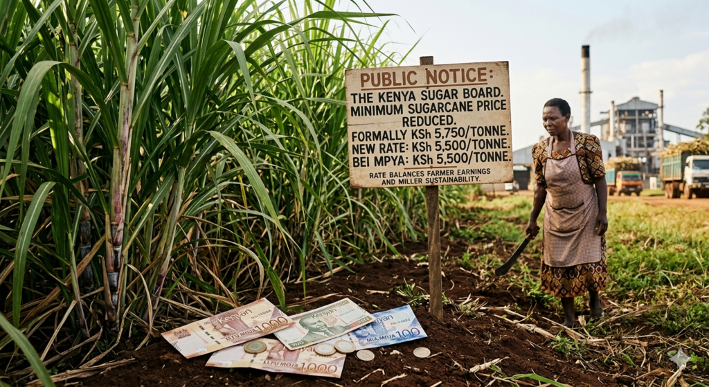 Minimum Sugarcane Price in Kenya Revised Down to KSh 5,500 Per Tonne Amid Rising Sugar Output 1 Minimum Sugarcane Price in Kenya Revised Down to KSh 5,500 Per Tonne Amid Rising Sugar Output